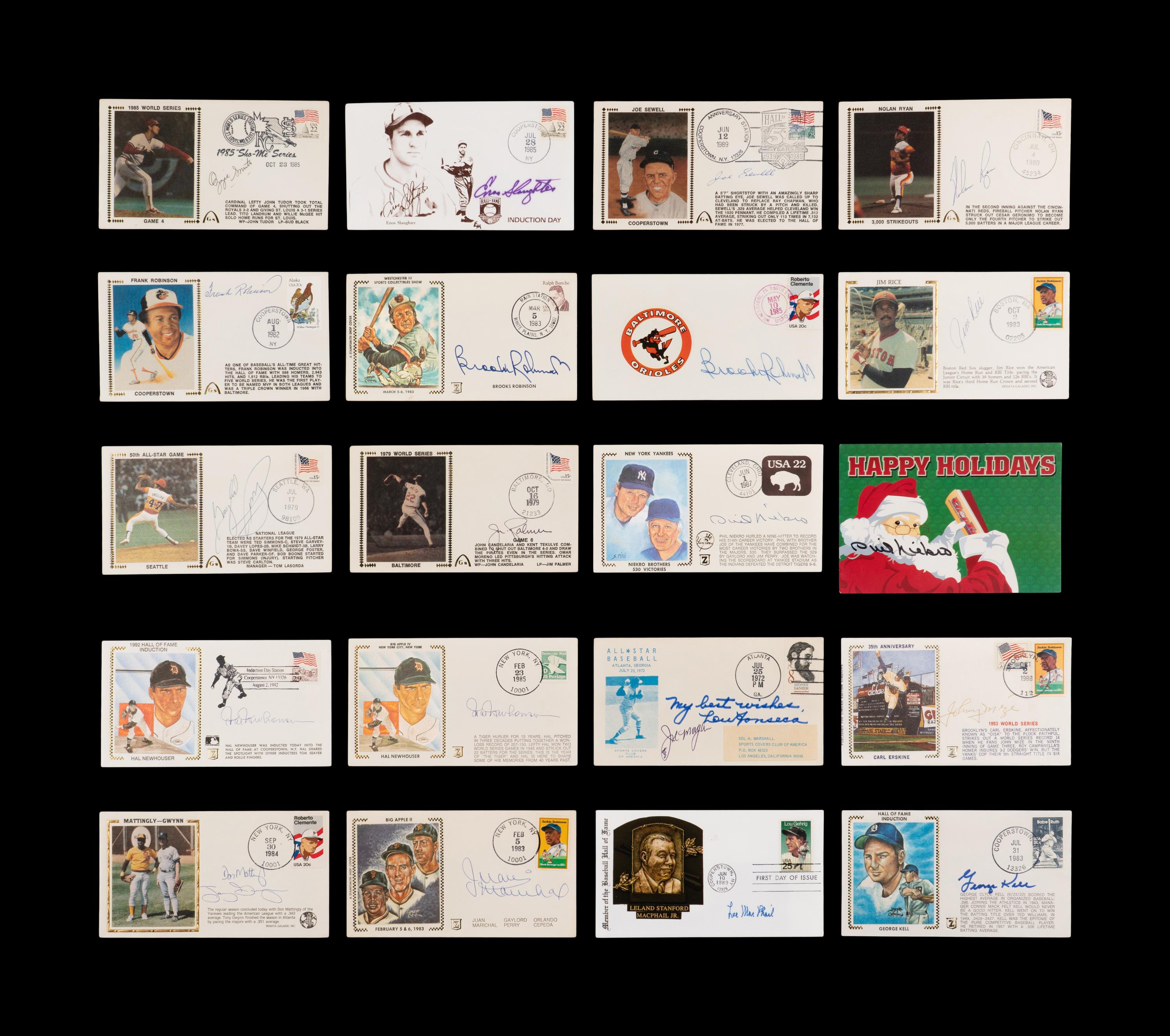 A Large Collection of Baseball Hall of Fame Signed Autograph Cachets (71)