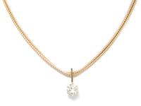 A 14 Karat Yellow Gold and Diamond Solitaire Necklace, 12.50 dwts.