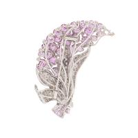 PINK SAPPHIRE, DIAMOND, AND WHITE GOLD BROOCH