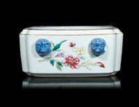 A Chinese Famille Rose Porcelain Square Brush Washer