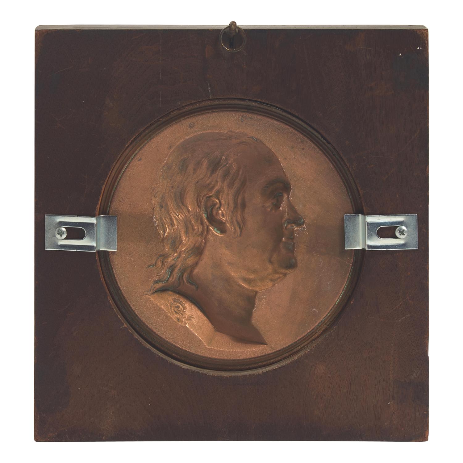 After Jean-Baptiste Nini (Italian, 1717-1786), A Profile Portrait Bas-Relief Plaque of Benjamin Franklin