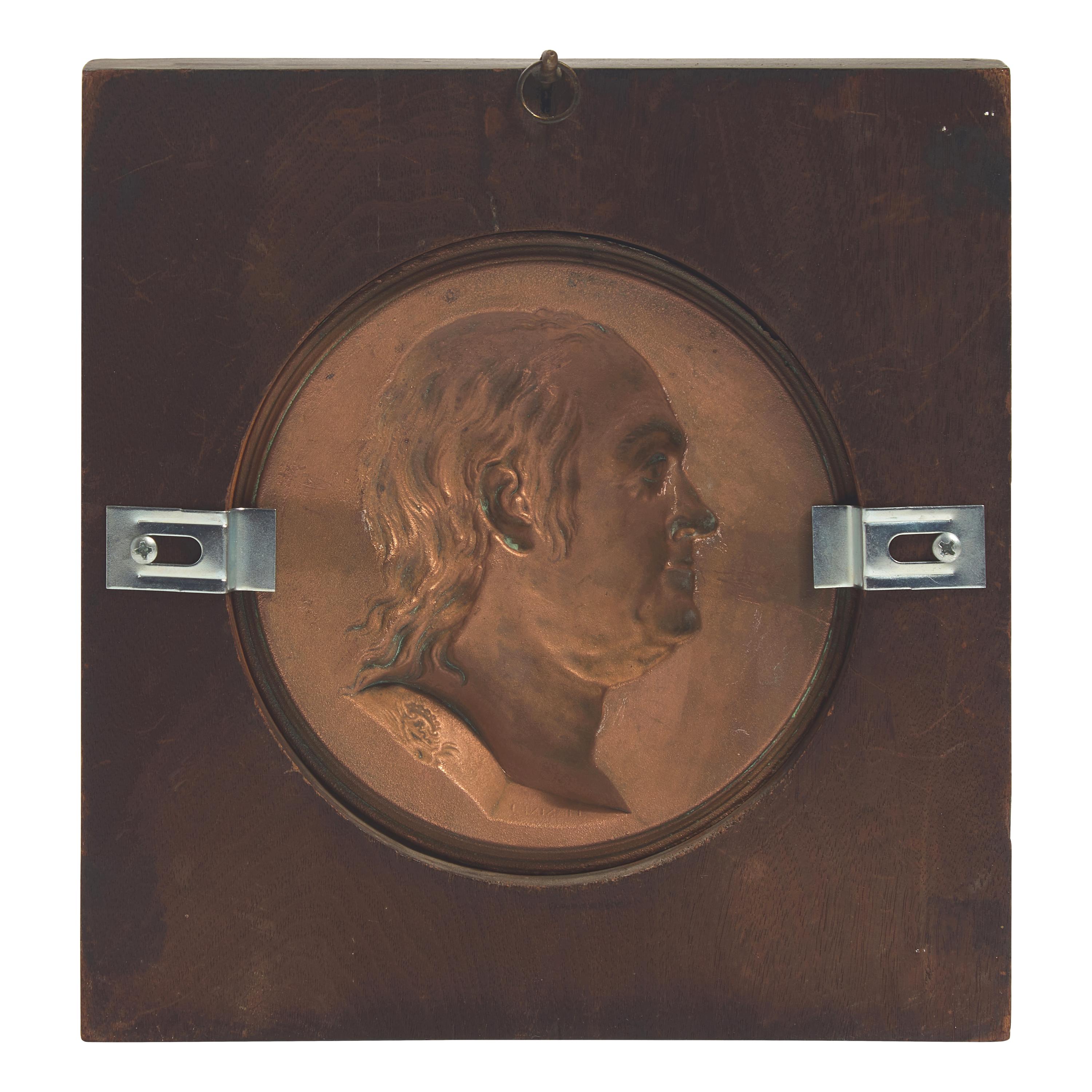 After Jean-Baptiste Nini (Italian, 1717-1786), A Profile Portrait Bas-Relief Plaque of Benjamin Franklin