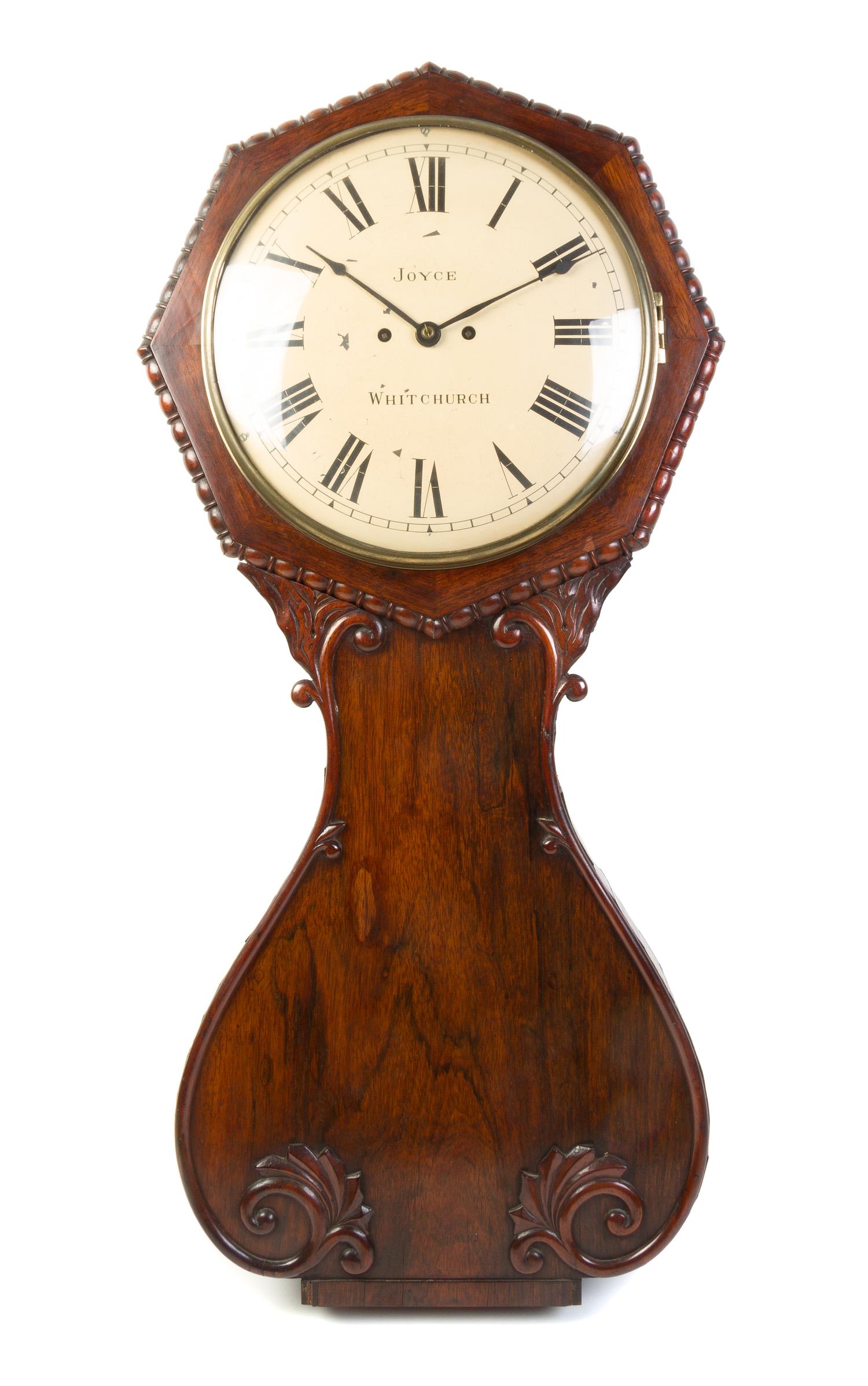 A Victorian Mahogany Wall Clock, J.B. JOYCE, Height 38 inches. — J.B. JOYCE,