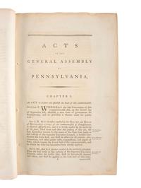 Constitutions of the United States and Pennsylvania with Acts of Pennsylvania (1791-1795). [Philadelphia?]: N.p., [1796?].