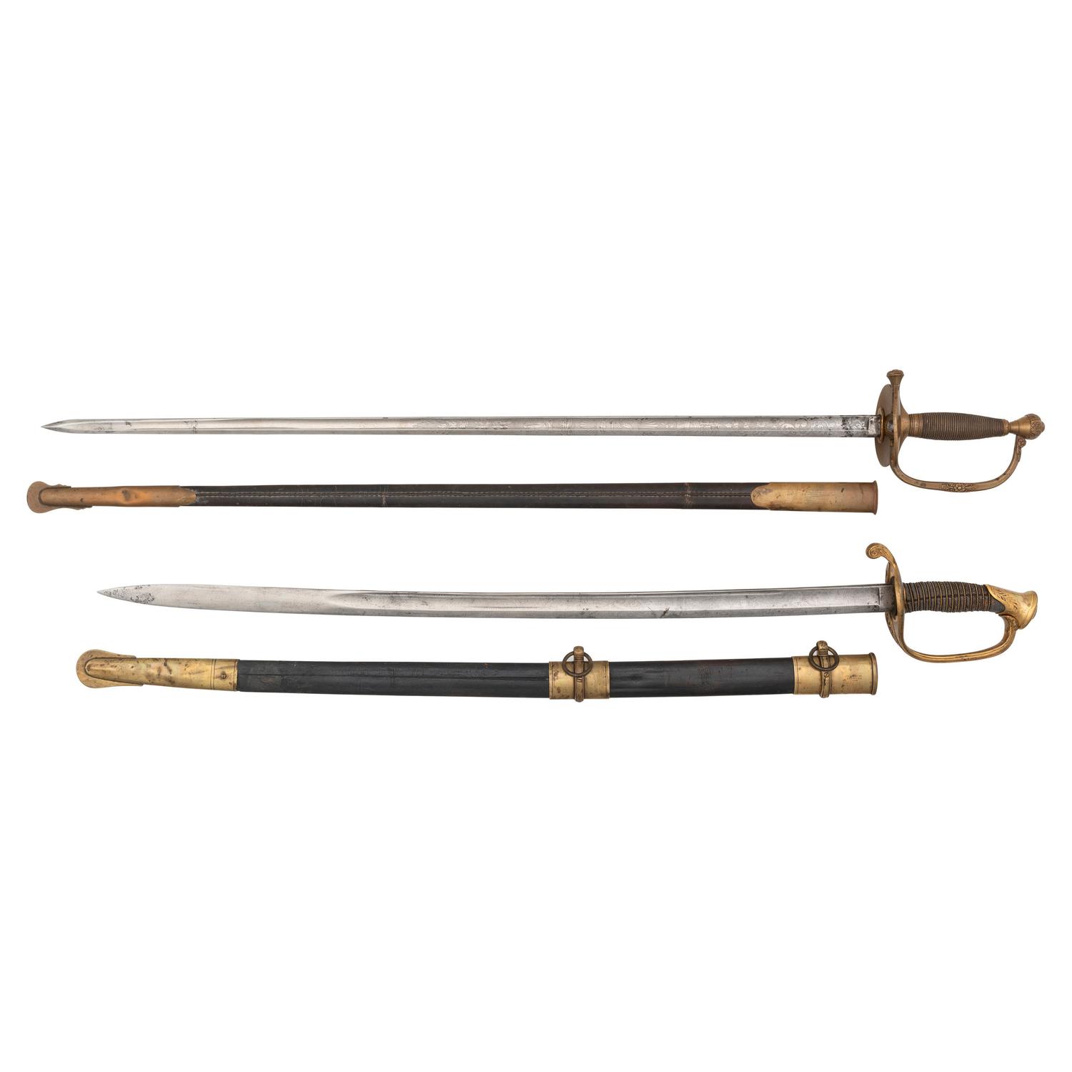 Two Presentation Swords to Lieutenant and Colonel (General) Gershom Mott, An Ames 1840 Officers Sword and an Ames 1850 Foot Officers Sword