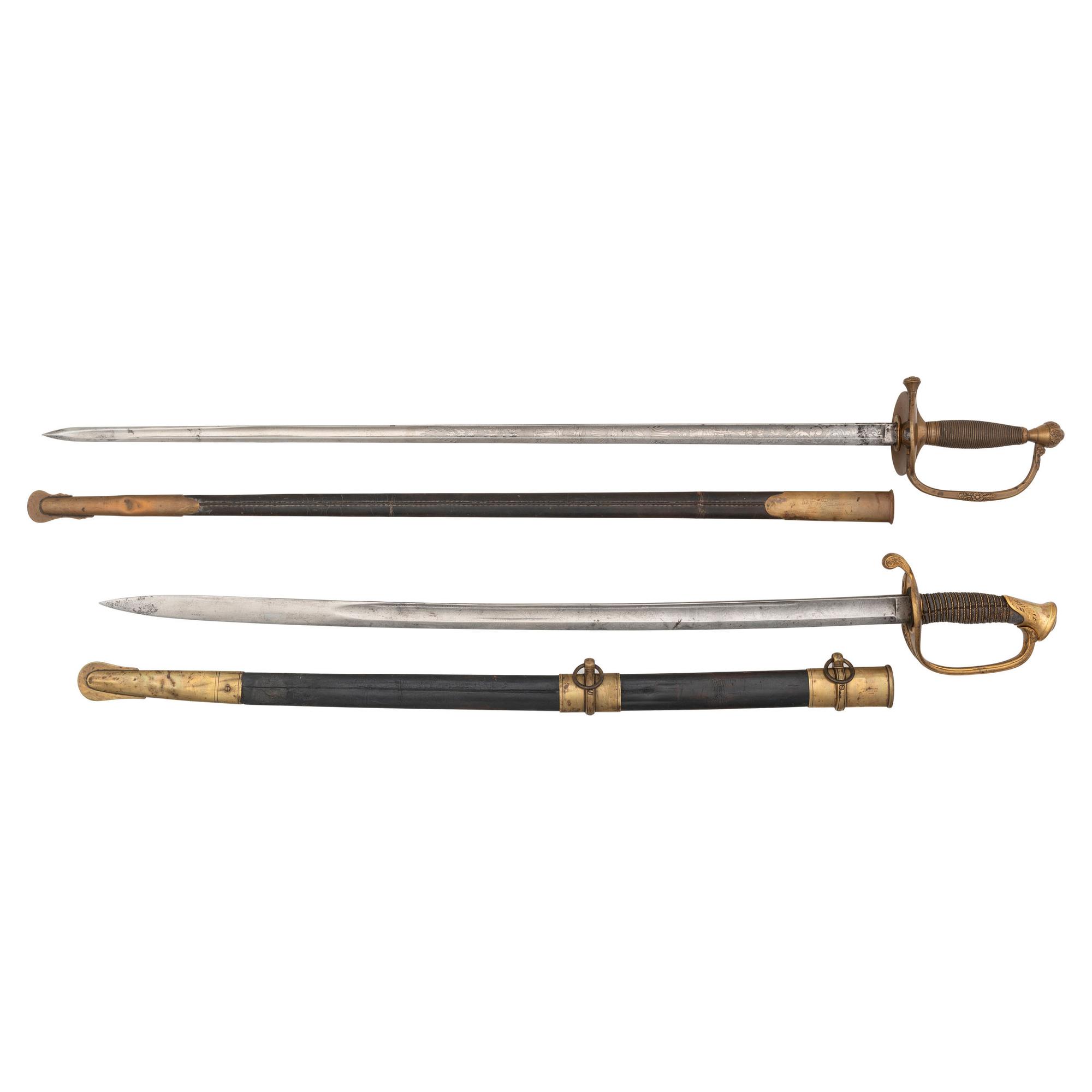 Two Presentation Swords to Lieutenant and Colonel (General) Gershom Mott, An Ames 1840 Officers Sword and an Ames 1850 Foot Officers Sword