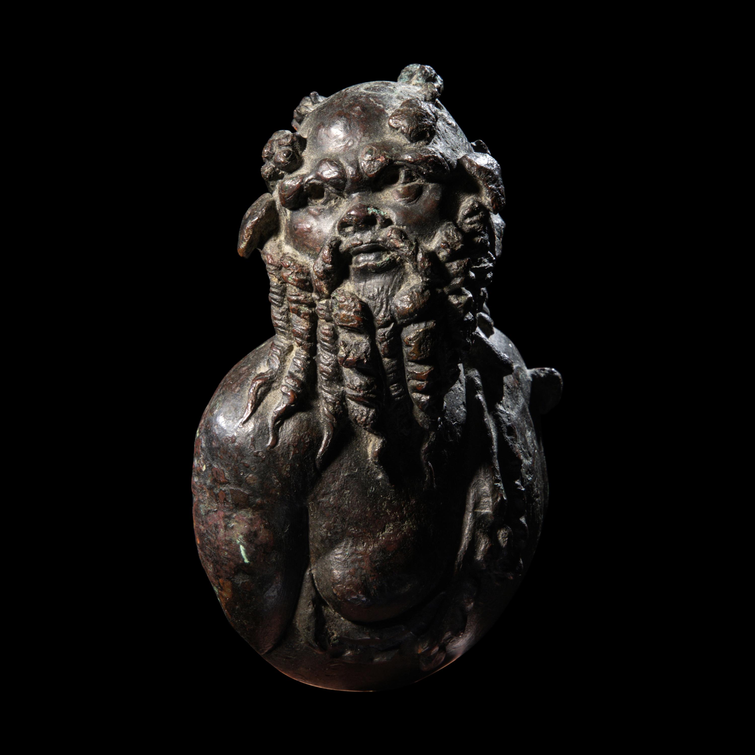 A Roman Bronze Silenus Applique
