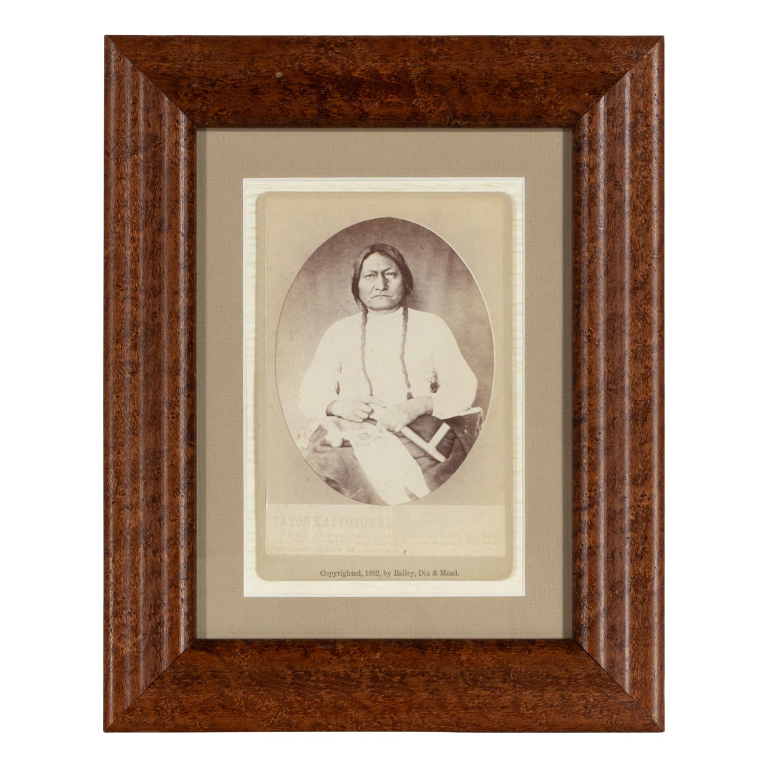 [Native Americana]. A pair of Sitting Bull cabinet photographs. Fort Randall, Dakota Territory: Bailey, Dix & Mead, 1882.