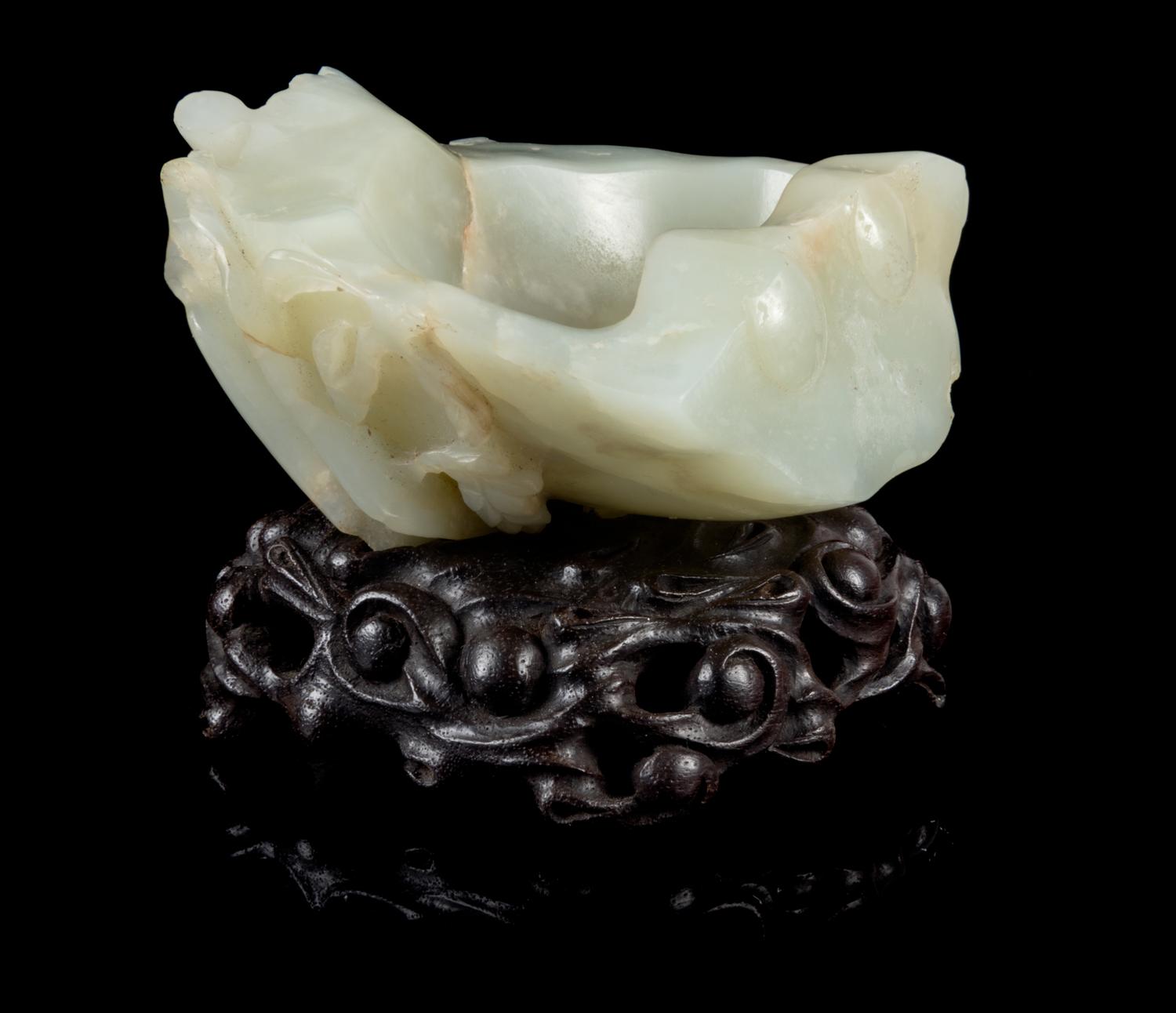 A Carved Celadon Jade Water Dropper Length 3 inches. — 19TH CENTURY