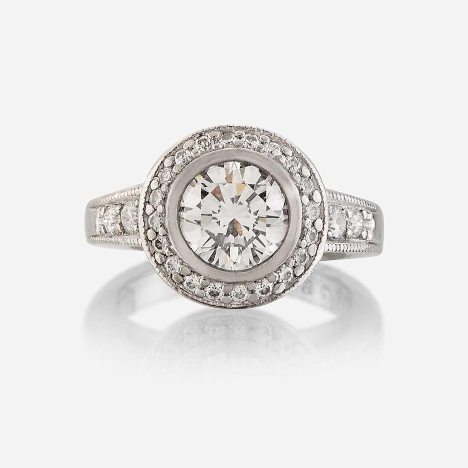 A diamond and platinum ring