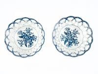 A Pair of Worcester Blue and White Porcelain Baskets — C. 1770