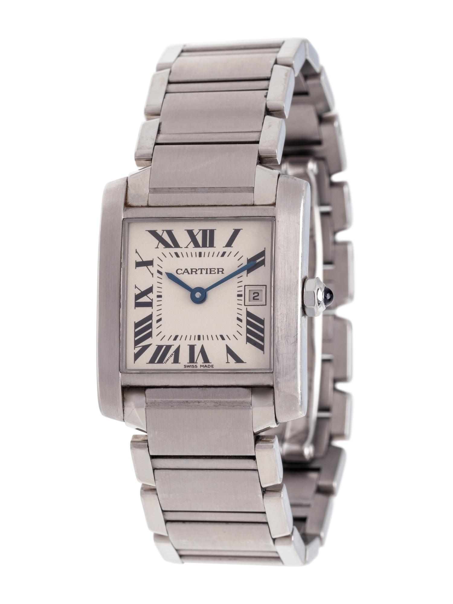 CARTIER, STAINLESS STEEL REF. 2465 'TANK FRANCAISE' WRISTWATCH