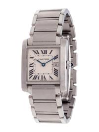 CARTIER, STAINLESS STEEL REF. 2465 'TANK FRANCAISE' WRISTWATCH