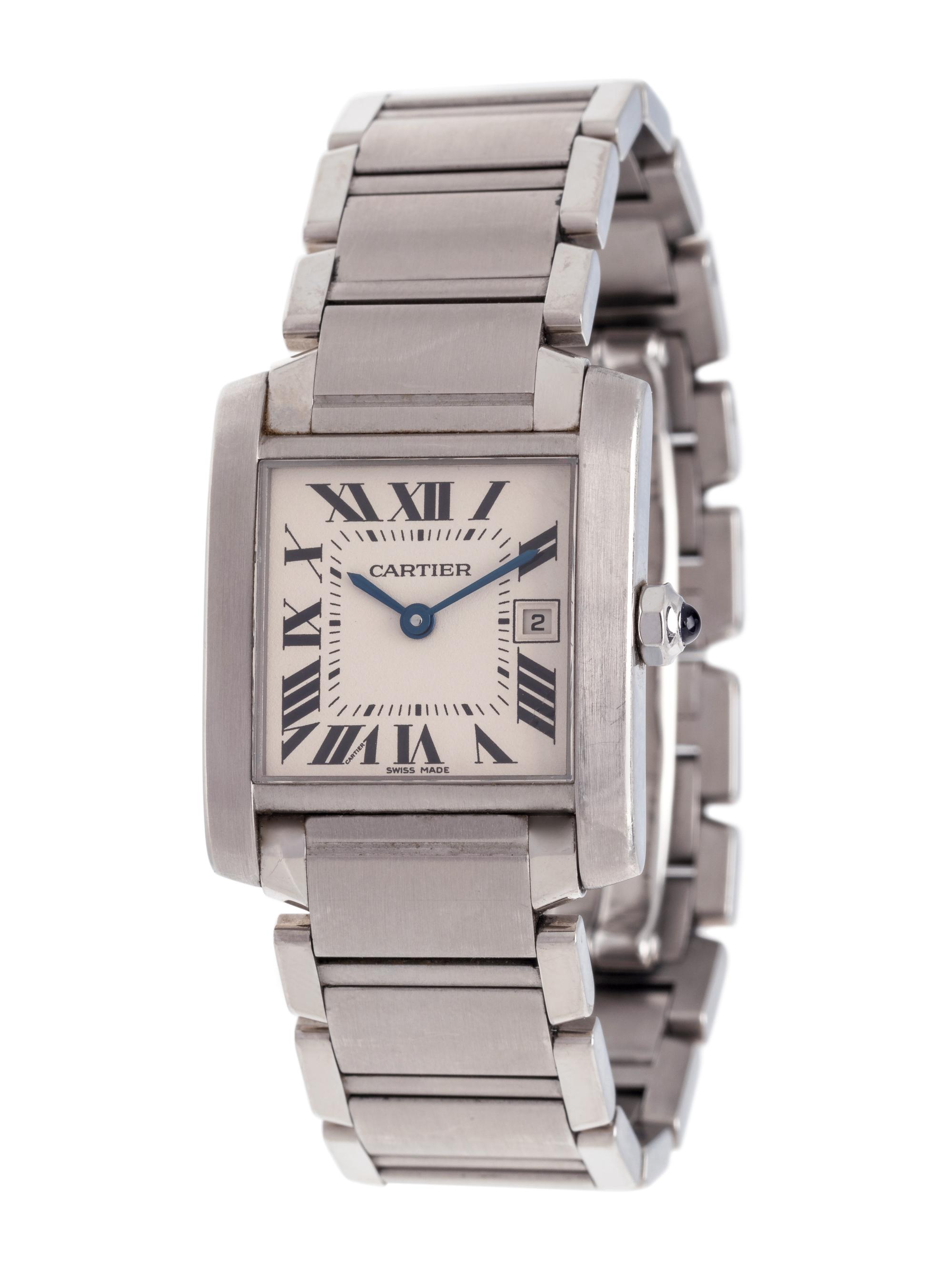 CARTIER, STAINLESS STEEL REF. 2465 'TANK FRANCAISE' WRISTWATCH