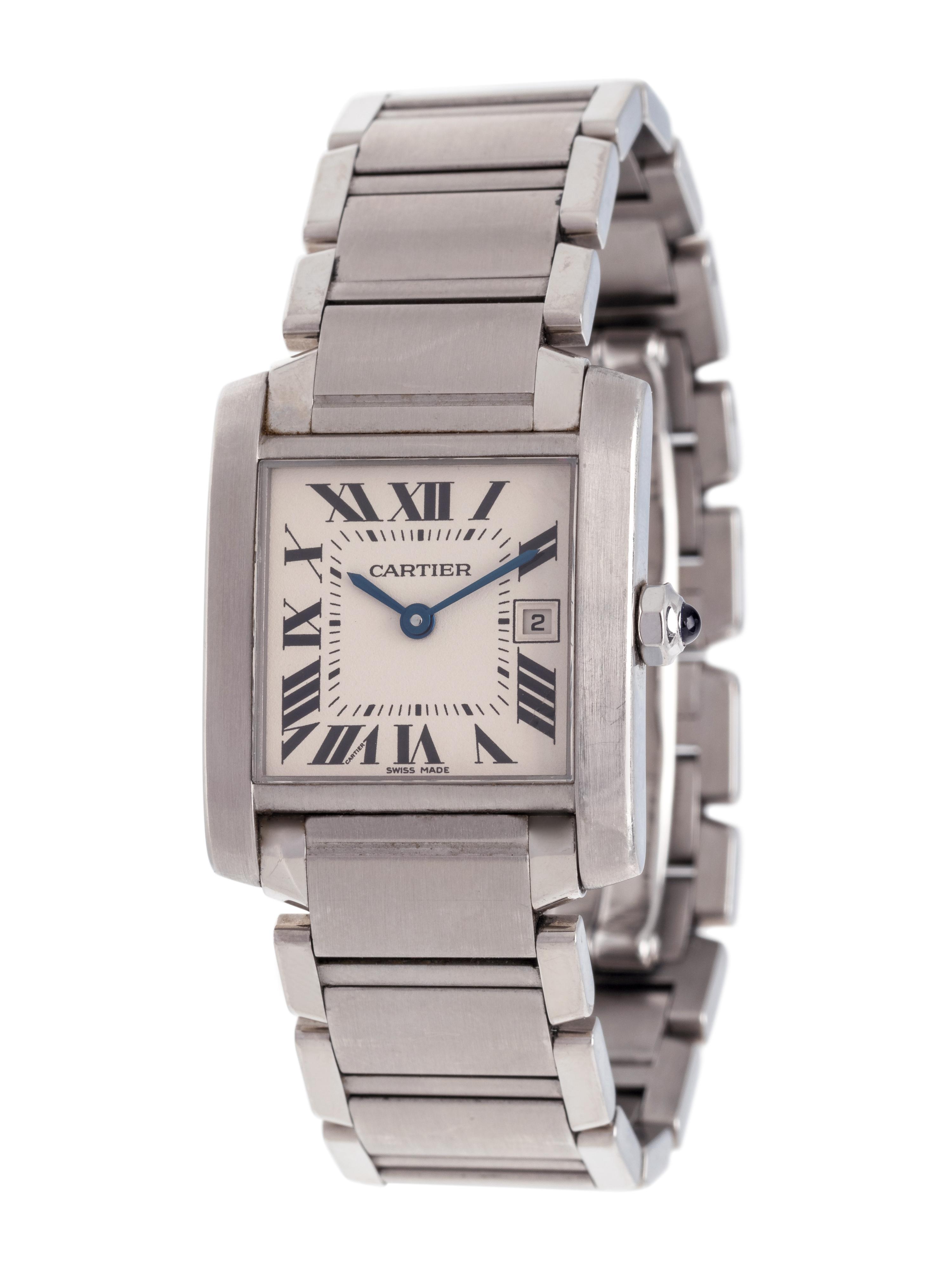 CARTIER, STAINLESS STEEL REF. 2465 'TANK FRANCAISE' WRISTWATCH