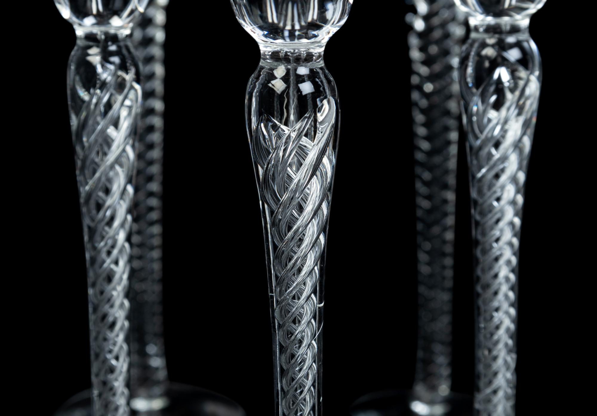 An Assembled Set of Ten Twist-Stem Cordials