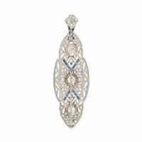 ART DECO, DIAMOND AND SAPPHIRE BROOCH PENDANT