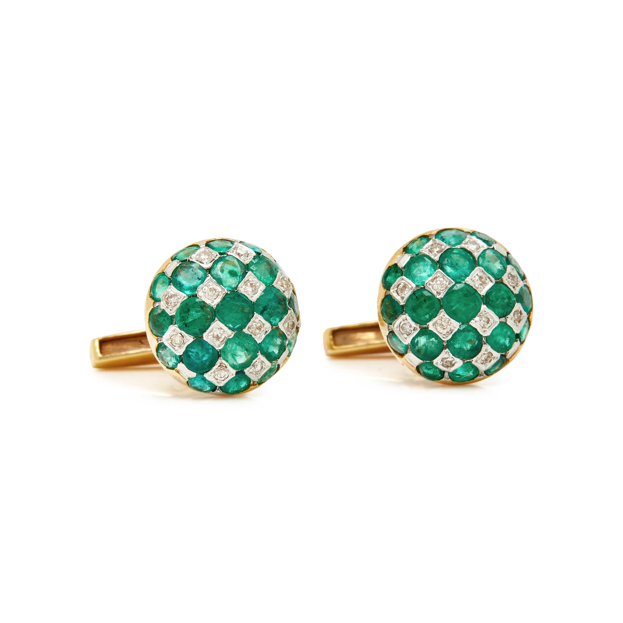 YELLOW GOLD, EMERALD, AND DIAMOND DRESS SET