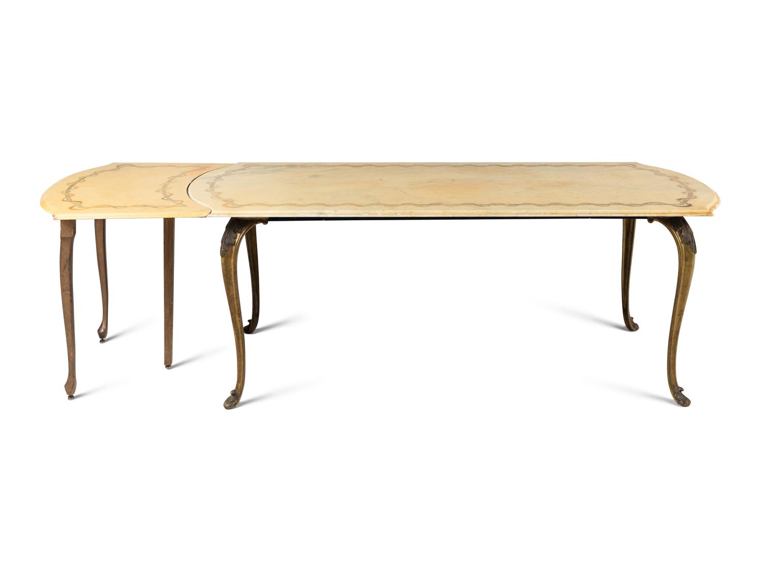 An Italian Patinated Bronze and Marble Dining Table