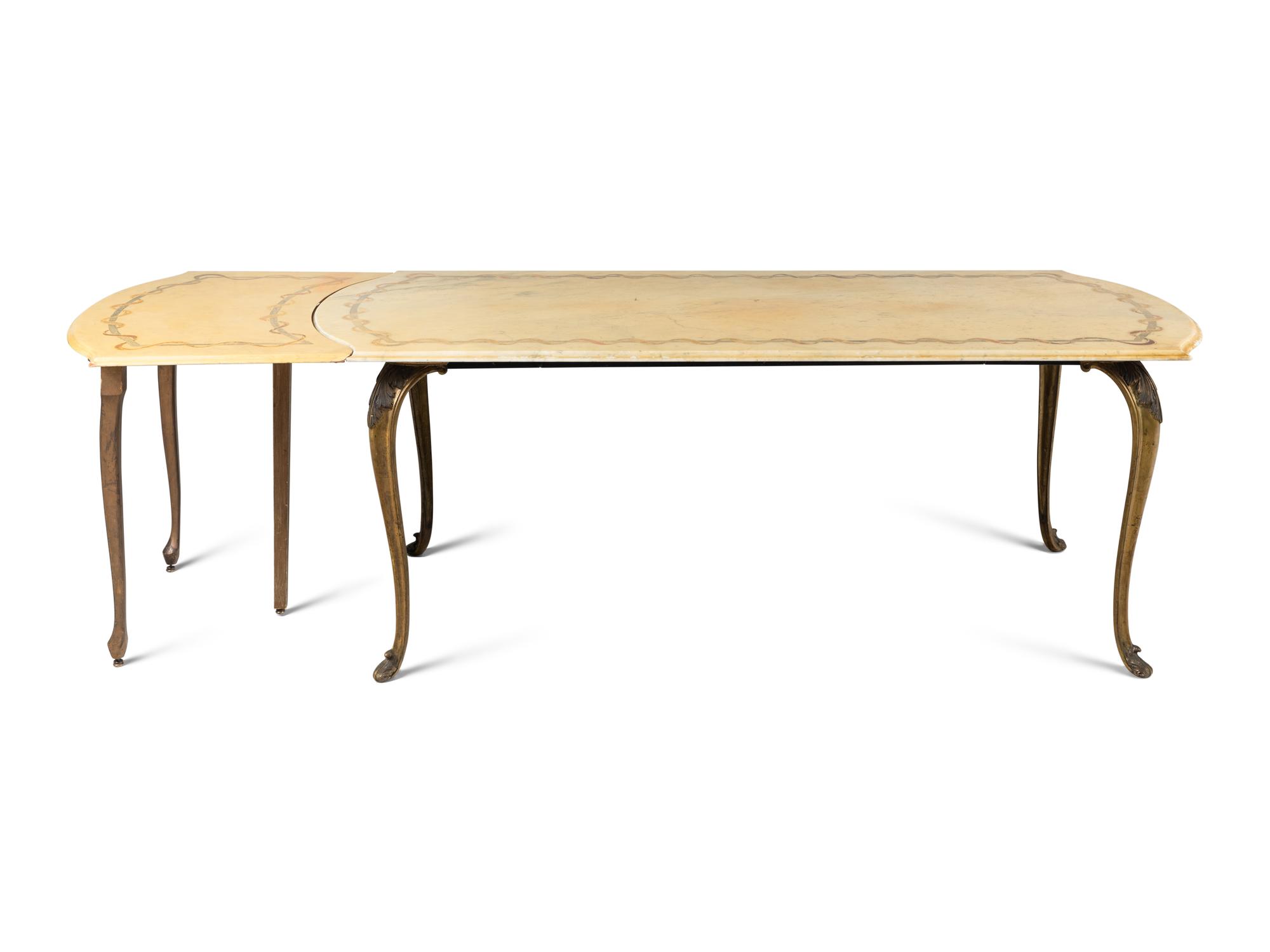 An Italian Patinated Bronze and Marble Dining Table