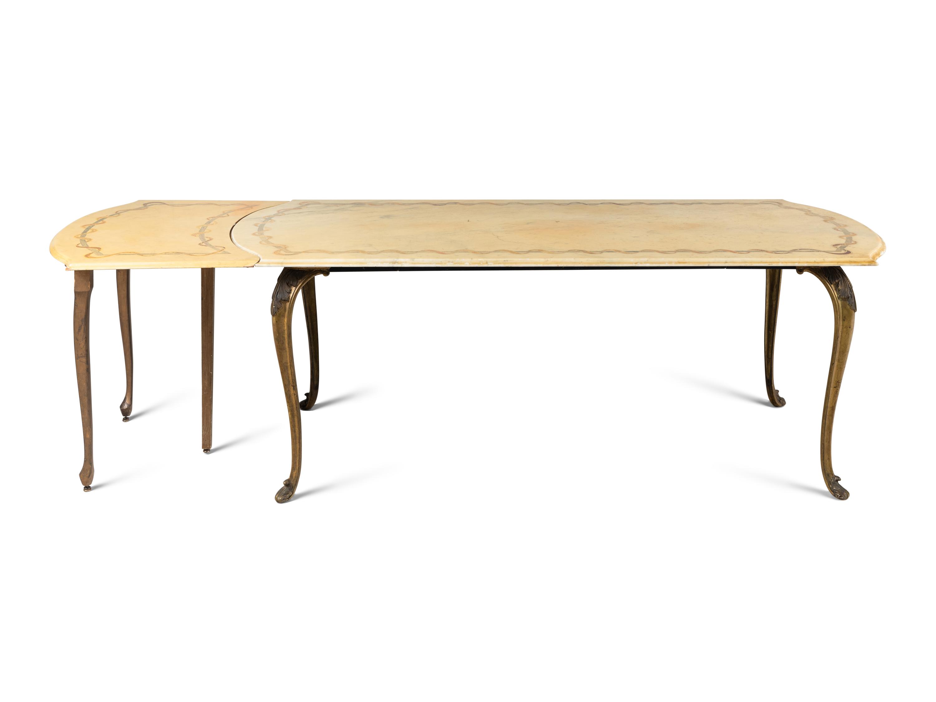 An Italian Patinated Bronze and Marble Dining Table