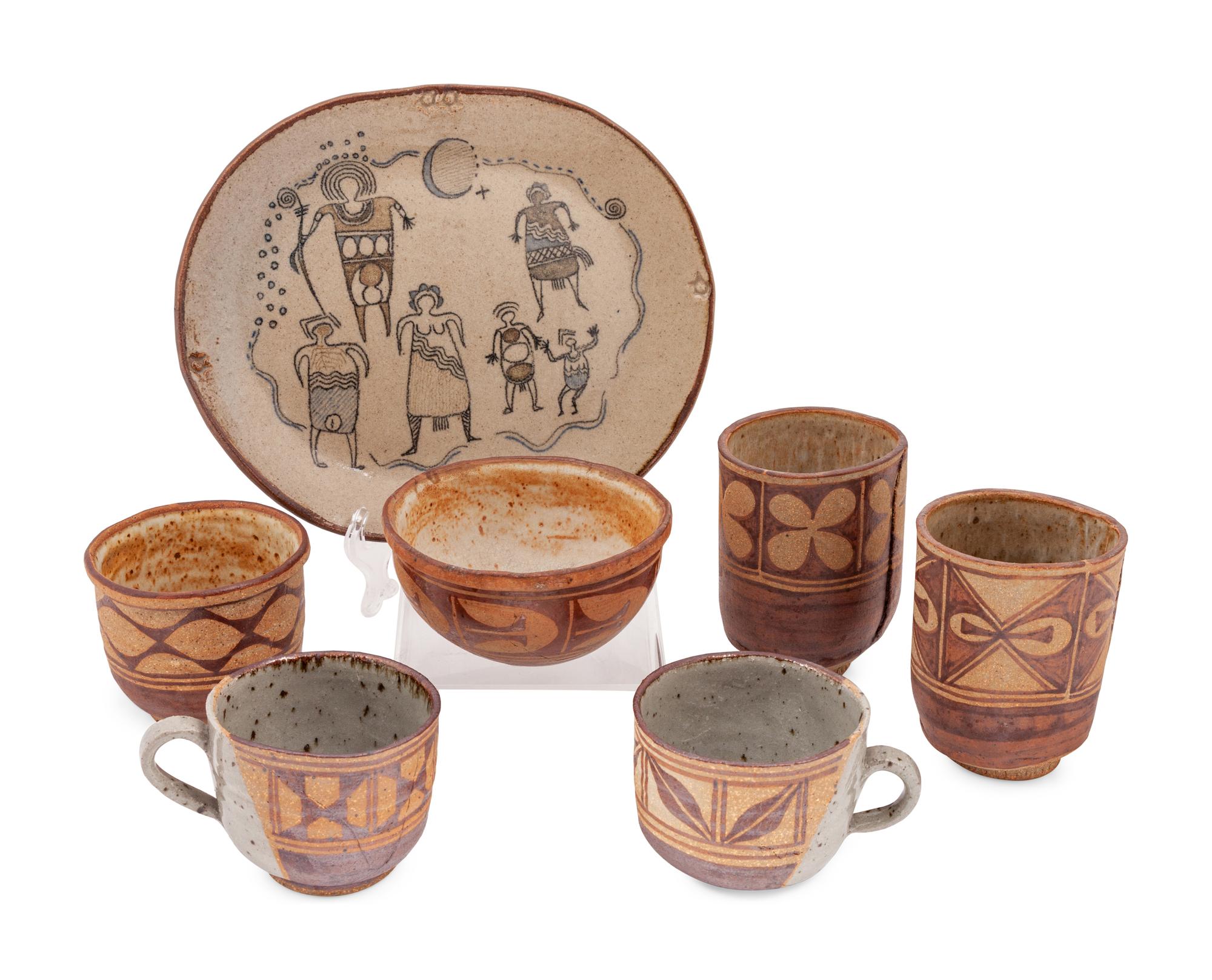 A Group of Seven Stoneware Dishes