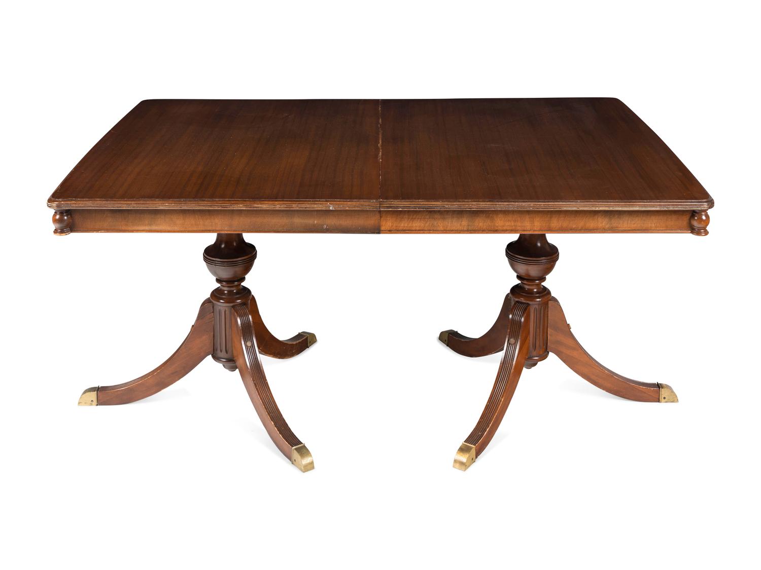A George III Style Mahogany Double-Pedestal Dining Table