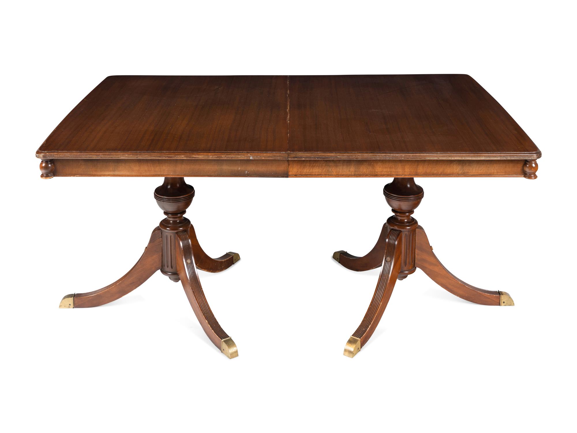 A George III Style Mahogany Double-Pedestal Dining Table