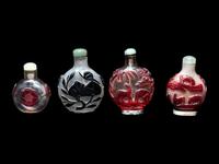 Four Chinese Overlay Glass Snuff Bottles