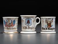 Three Fraternal Porcelain Shaving Mugs