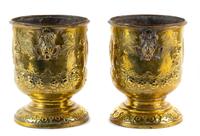 A Pair of Brass Cache Pots — 20TH CENTURY
