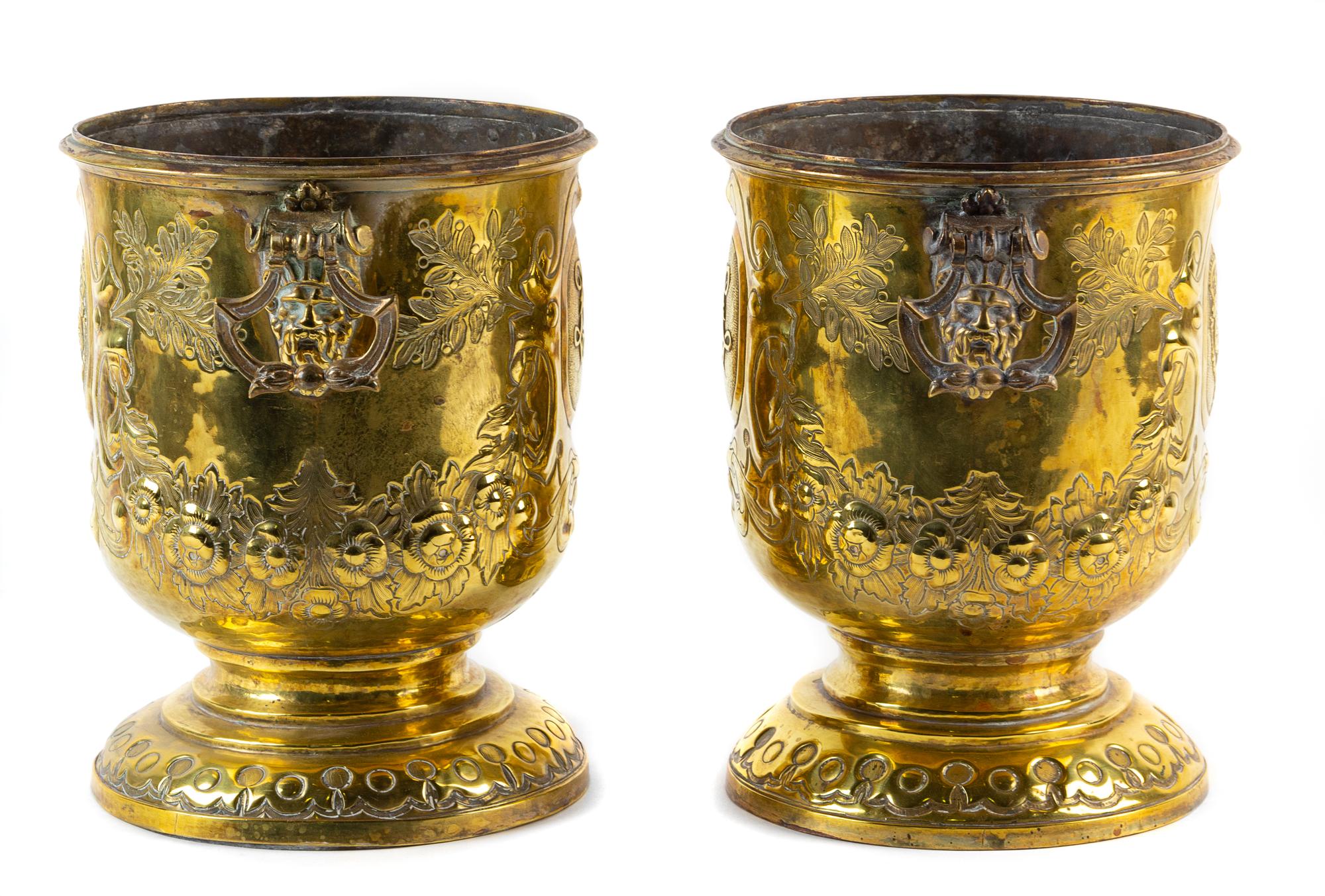 A Pair of Brass Cache Pots — 20TH CENTURY