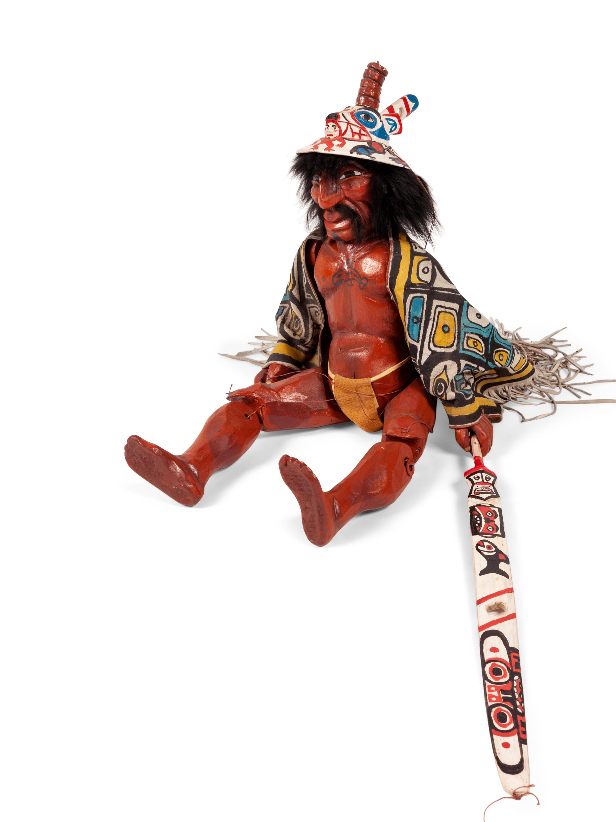 Carved Marionette of a Chief and Sculpture of a Shaman