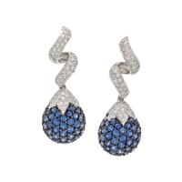 SAPPHIRE AND DIAMOND EARCLIPS