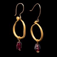 A Pair of Roman Gold and Garnet Earrings