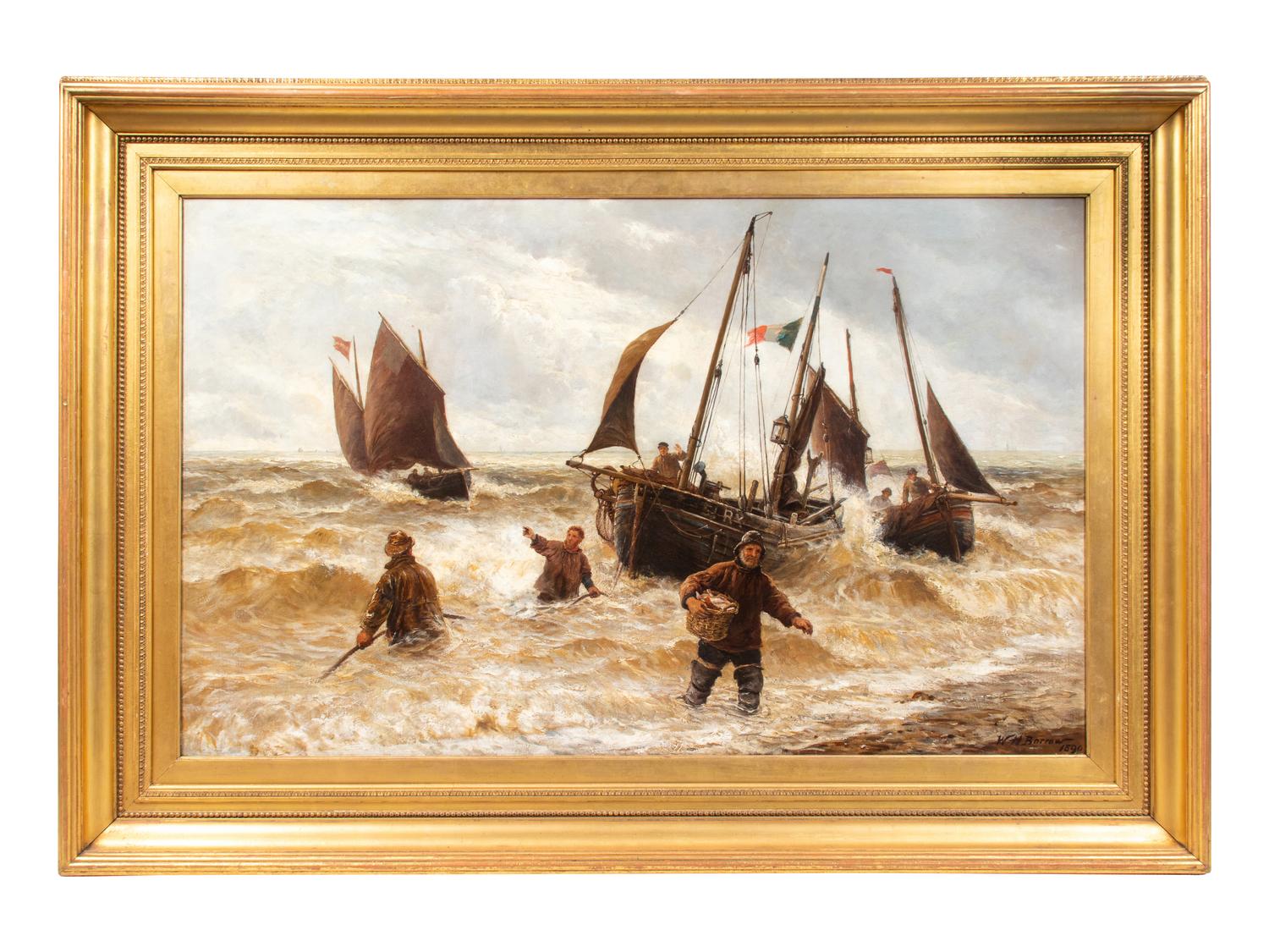 William H. Burrows (British, 1840–1905) Hailing the Capstan oil on canvas