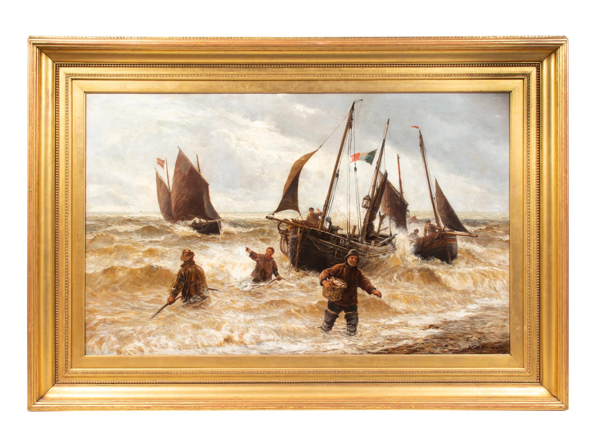 William H. Burrows (British, 1840–1905) Hailing the Capstan oil on canvas