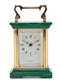 An Asprey and Co. Malachite and Brass Carriage Clock