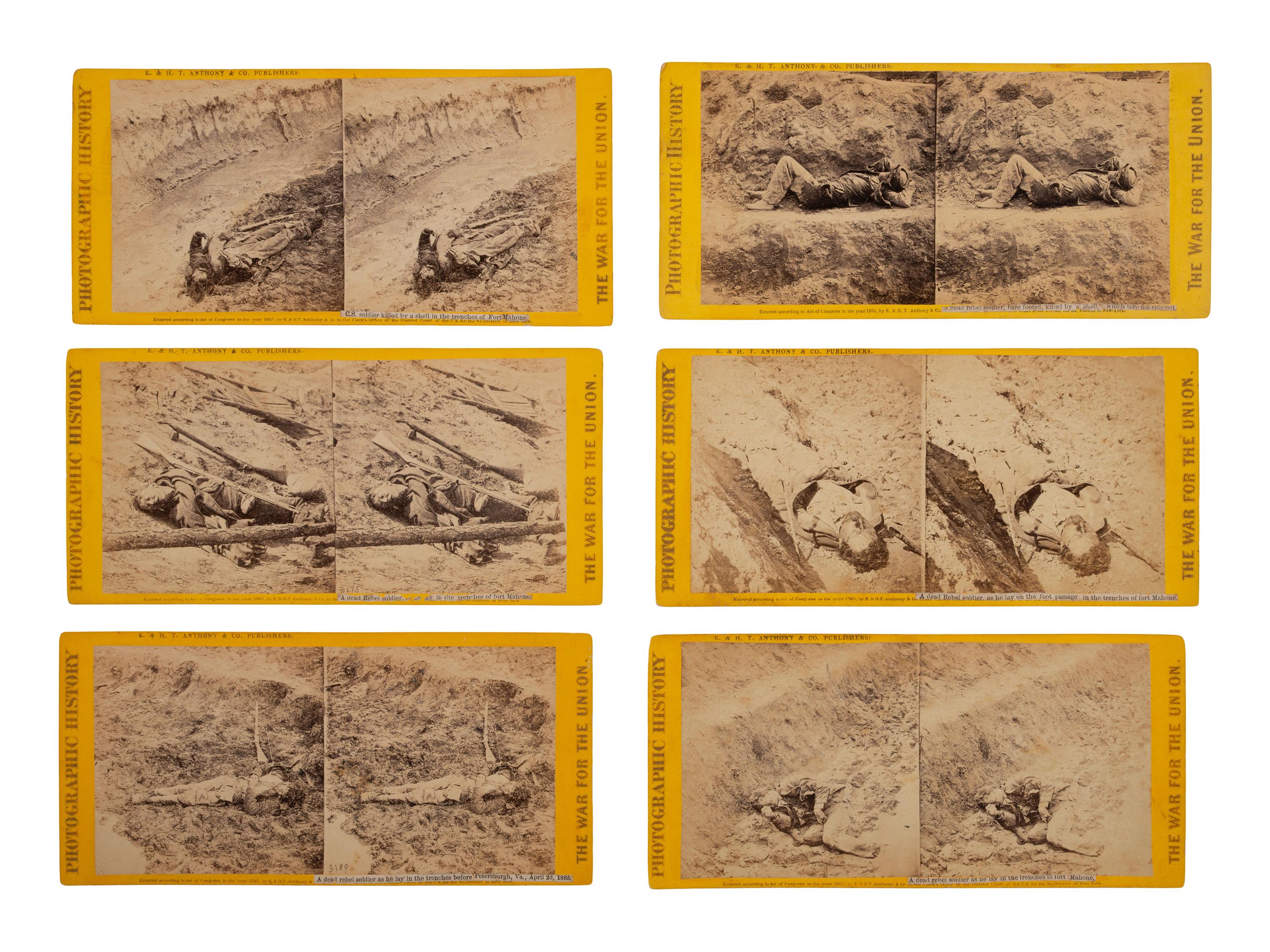 [CIVIL WAR]. 12 stereoviews of deceased Confederate soldiers New York: E. & H. T. Anthony & Co.