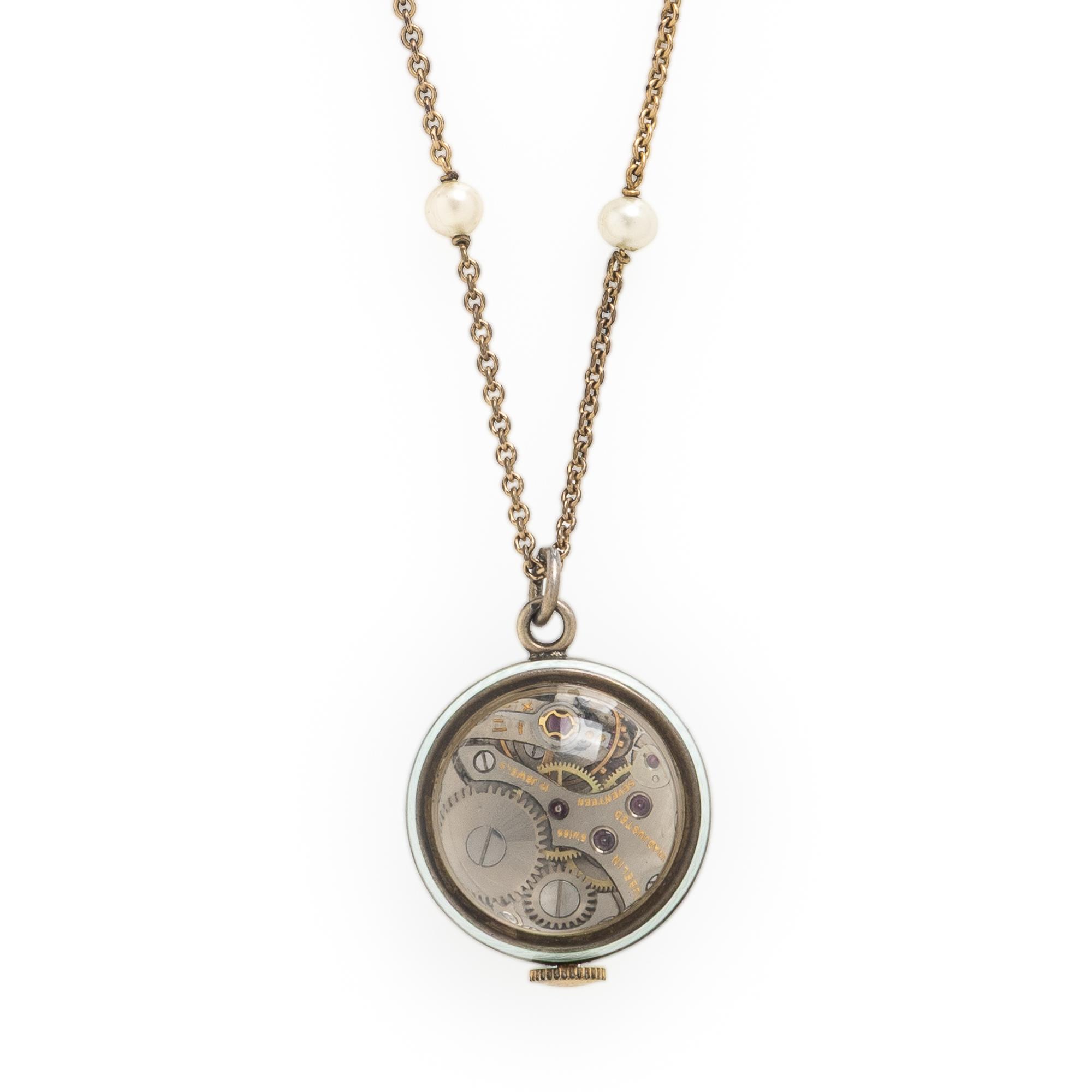 Gübelin, Enamel Pendant Ball Watch with Chain