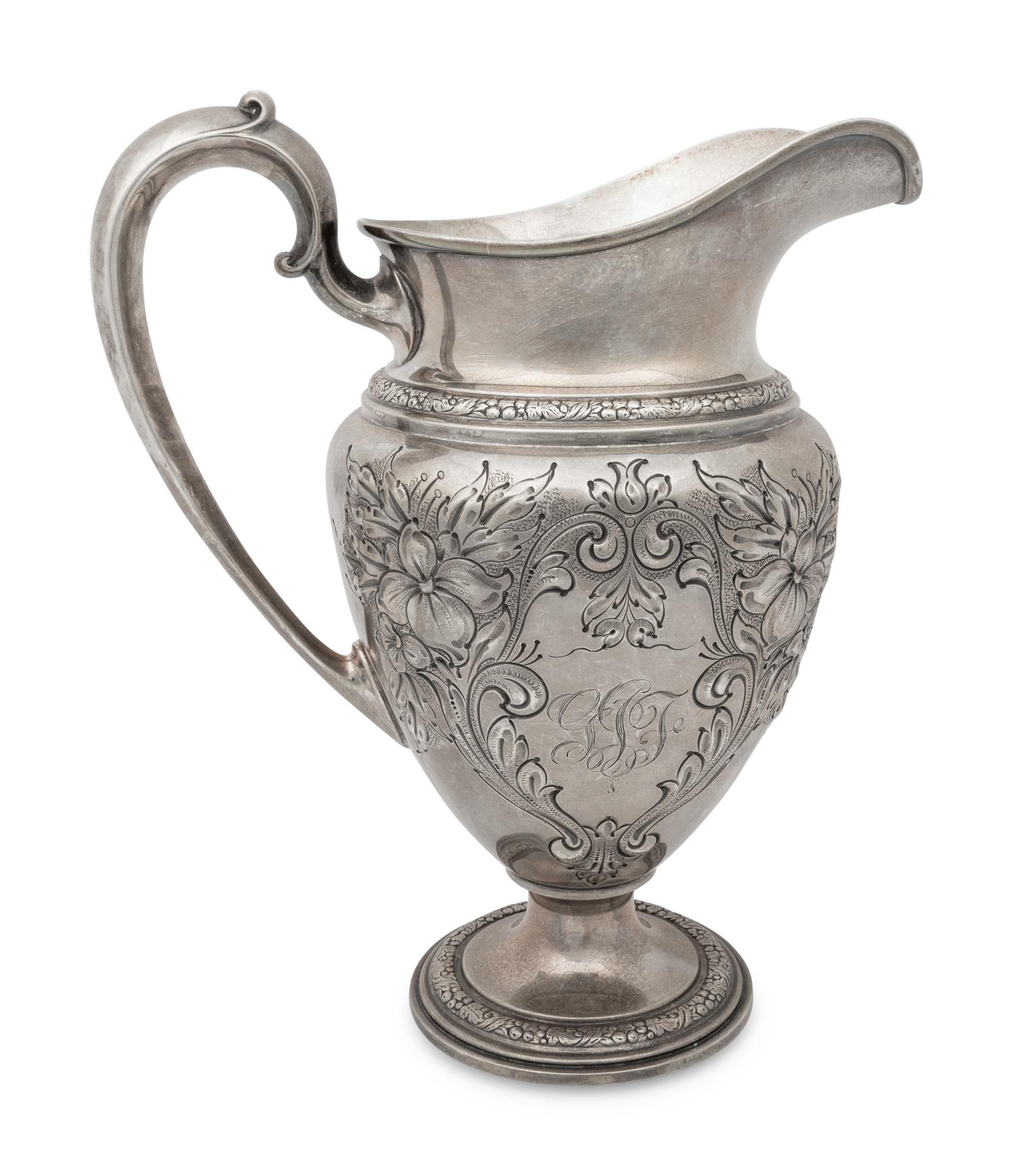 A Whiting Champlain Silver Water Pitcher