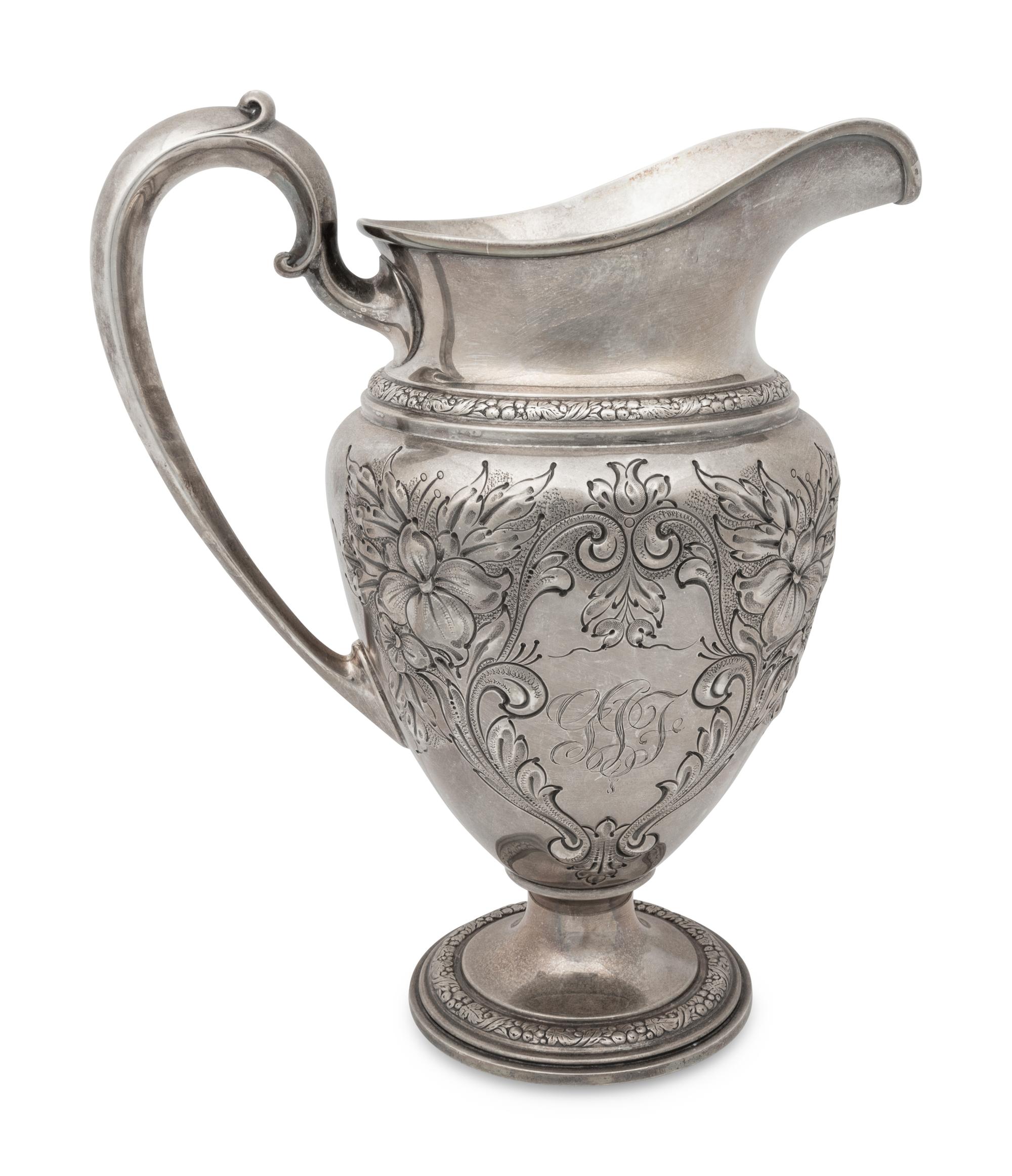 A Whiting Champlain Silver Water Pitcher