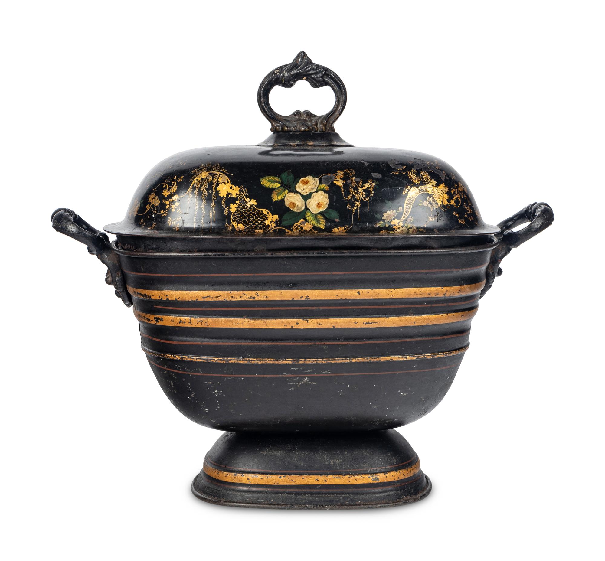 An English Painted and Parcel Gilt Tôle Wine Cooler