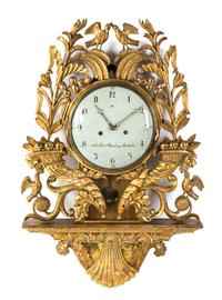 A Swedish Giltwood Cartel Clock Height 35 inches. — A.M. BLOMBERG, LATE 18TH CENTURY
