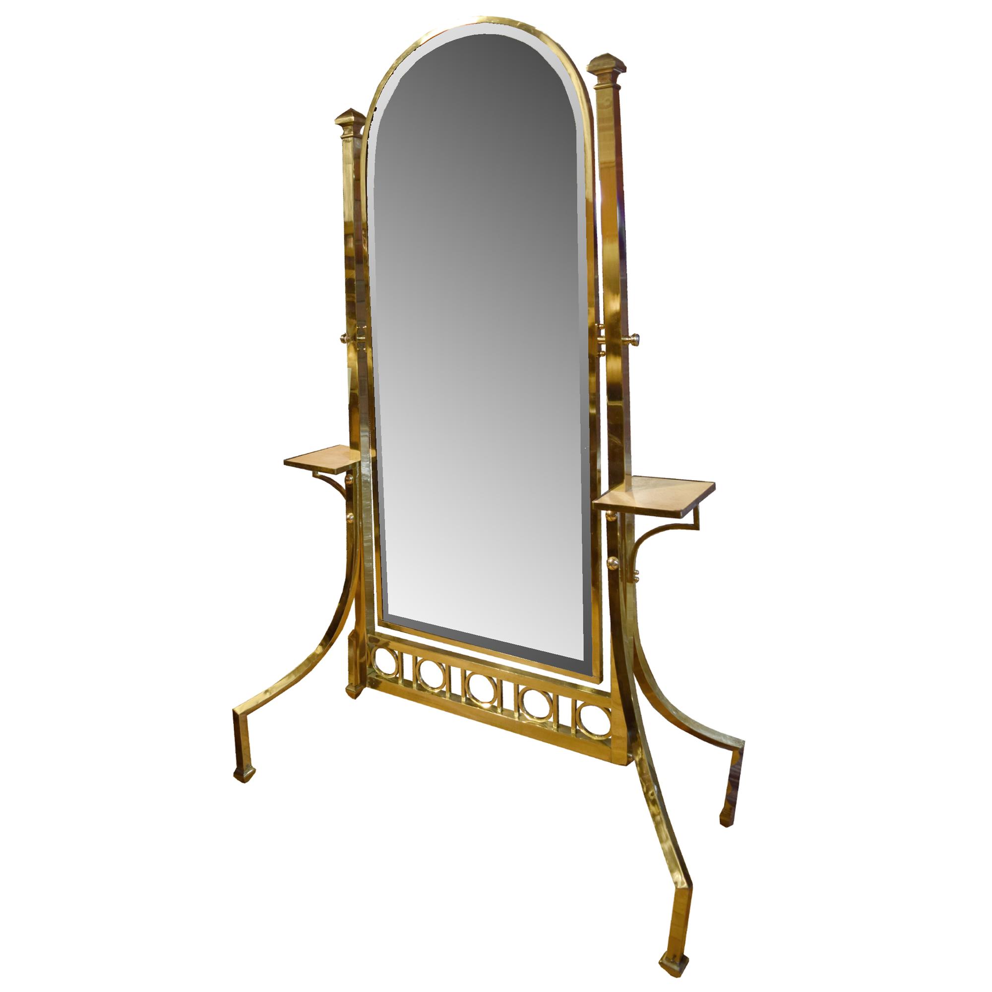 A Brass Dressing Mirror 46" W x 19" D x 76.5" H — France, Circa 1930
