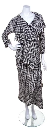 A Yohji Yamamoto Black and White Wool Knit Skirt Ensemble, Size M.