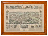 [GOLD RUSH]. Bird's Eye View, Placerville, CAL. [Los Angeles, CA]: The Weekly Observer, 1888.