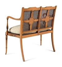 An Edwardian Painted Satinwood Settee