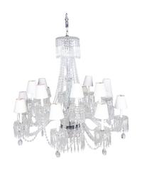 A Pair of Cut Glass Sixteen-Light Chandeliers