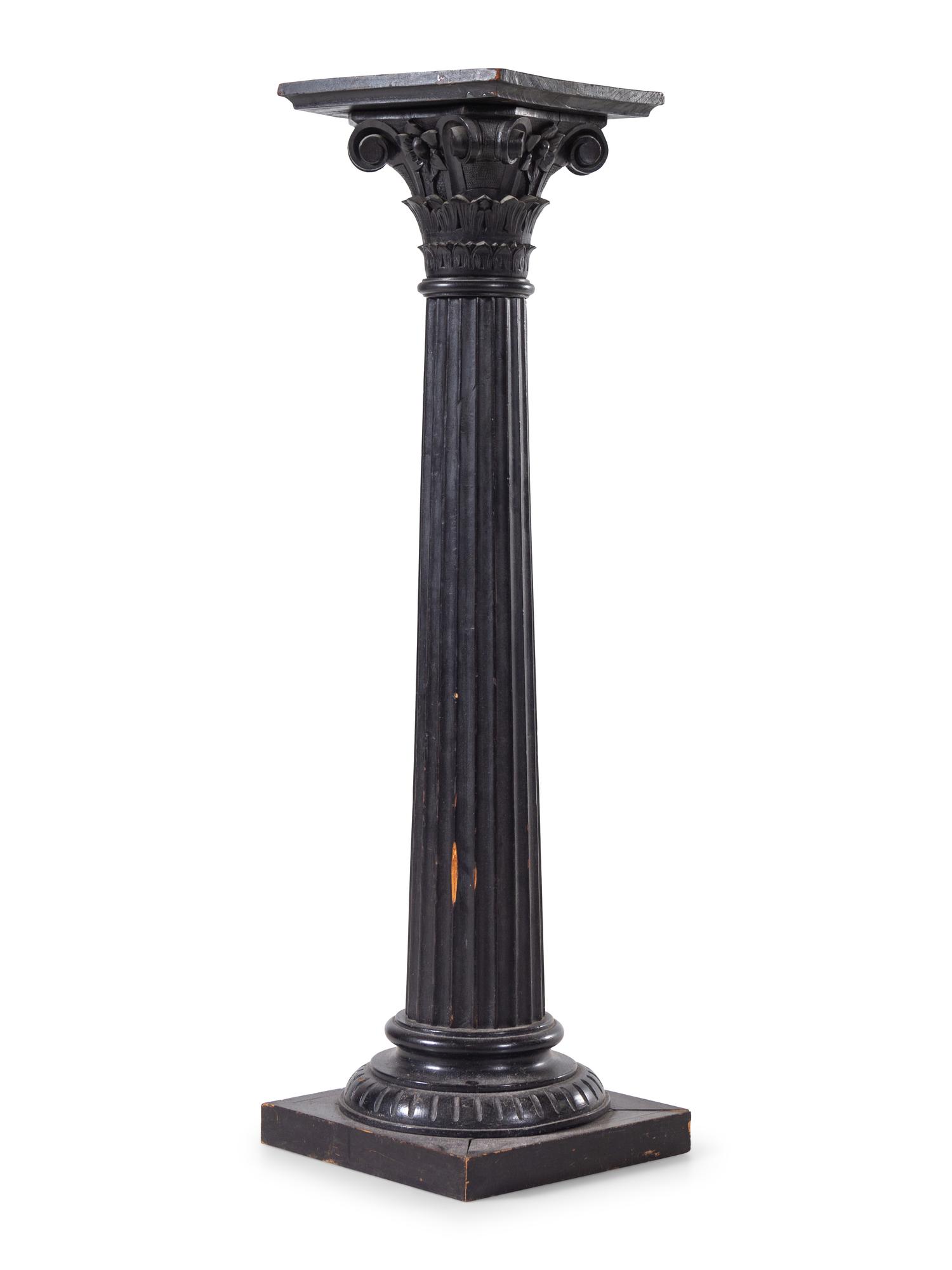 A Continental Ebonized Wood Pedestal